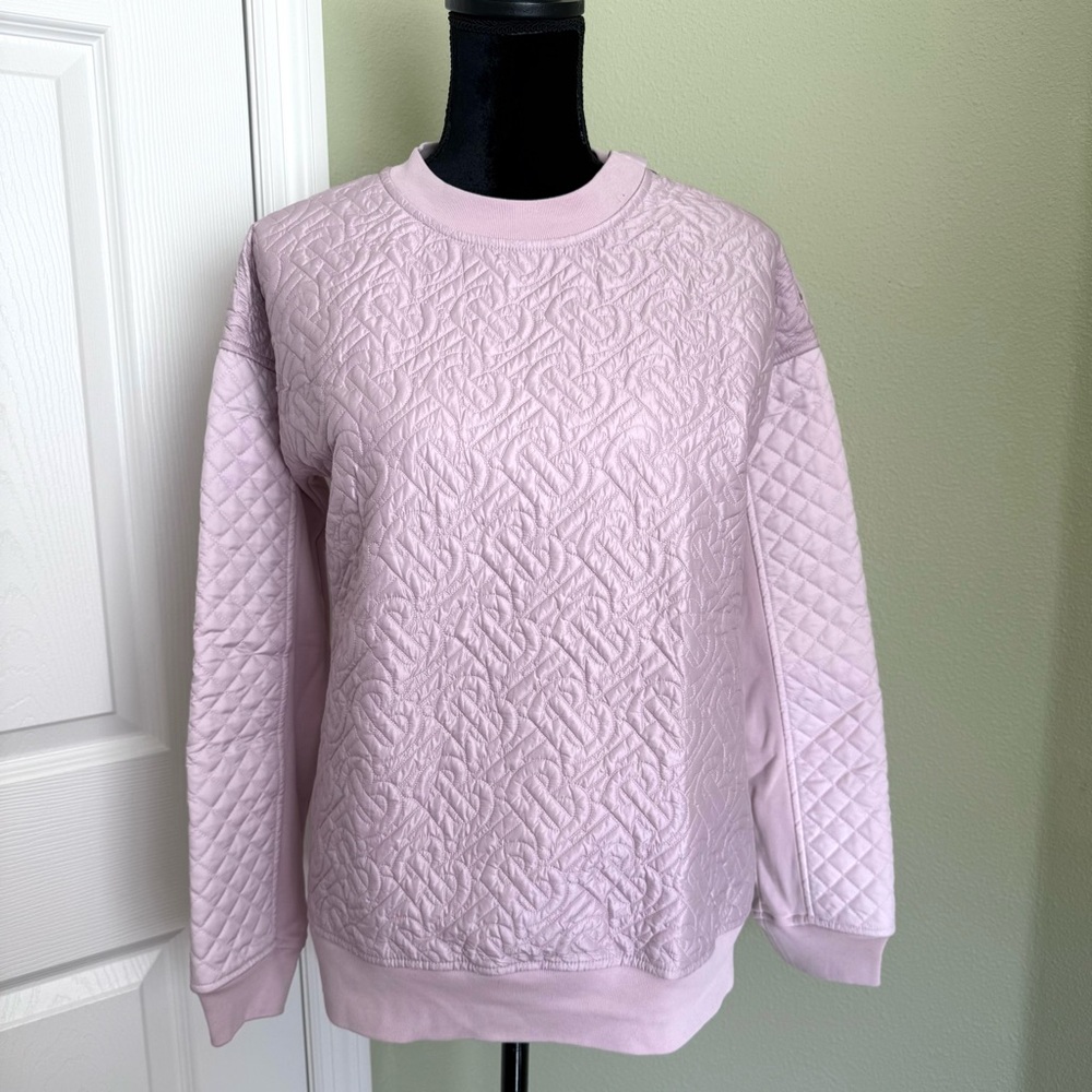 Burberry Girl Timothie Monogram Quilted Sweatshirt Sweater in pastel pink